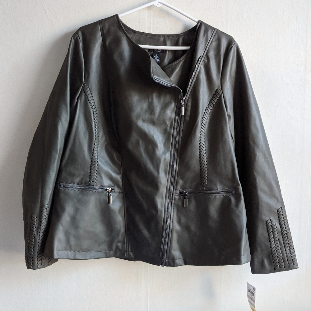 NWT Alfani Women's Plus size Feux leather jacket size 1X